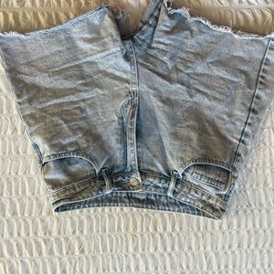 SHEIN Blue Ankle Cropped Jeans Distressed Casual